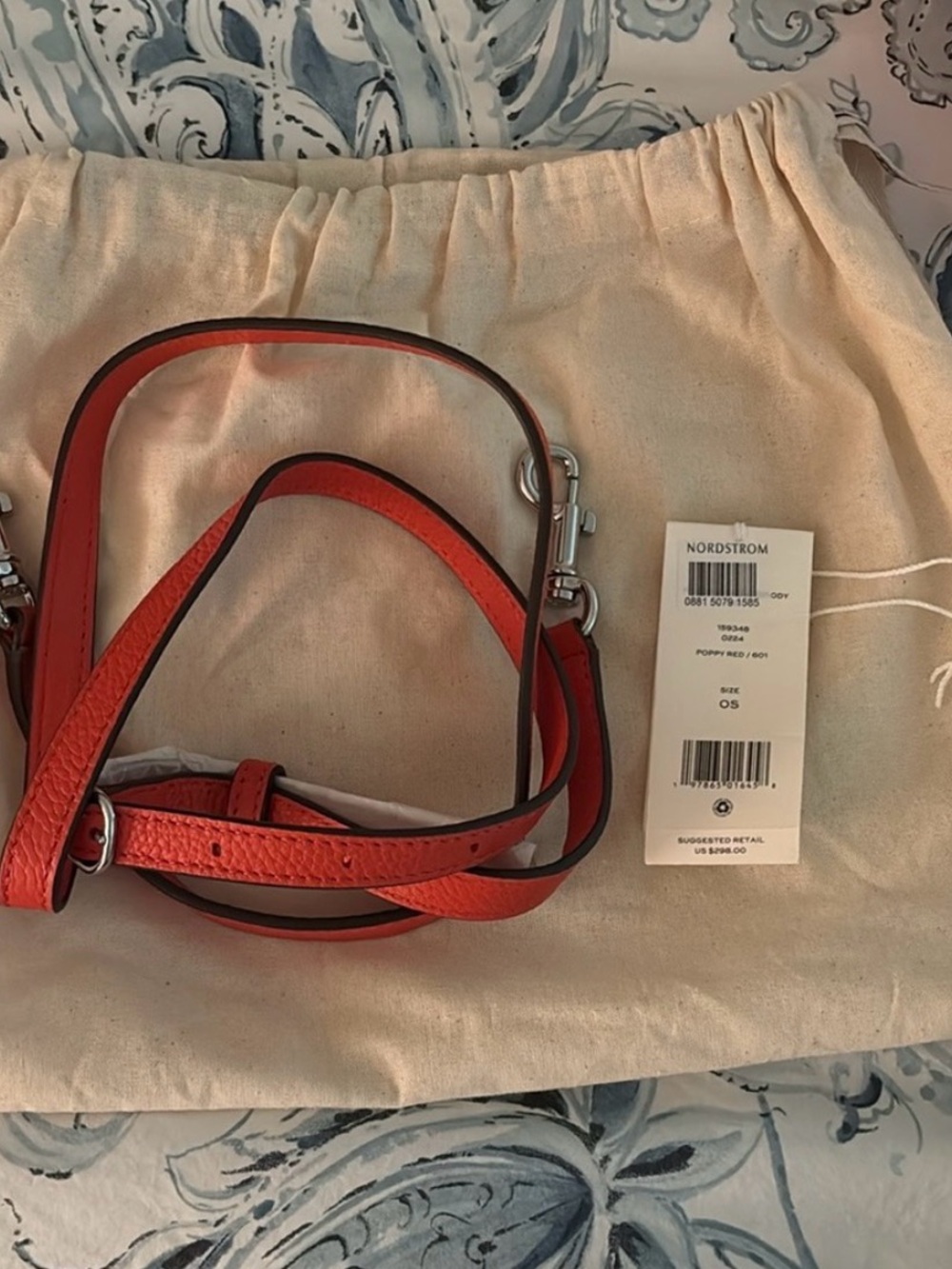 Tory Burch Poppy Red Leather Crossbody with Green Braided Strap - Picture 10 of 10